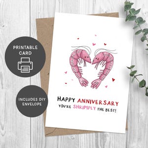 Tarjeta de aniversario divertida de camarones - Tarjeta descargable - Descarga digital - Tarjeta imprimible - Descarga instantánea - Tarjeta de cumpleaños de último minuto