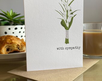 With Sympathy Lilies Card (WW620) Sympathy Card - Condolence card - Bereavement card - Sorry for Your Loss - Grieving card - Thinking of You