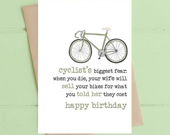 Cycling Birthday Card (WW415) - Cycling Card - Bike - Cycling Cyclist - Bicycle Card - Bike Birthday Card