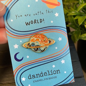 Out of This World Pin Badge (PB02) Enamel pin badge - Cosmic pin - Celestial - Astrology - Moon and stars pin - Planet brooch - Planet gift