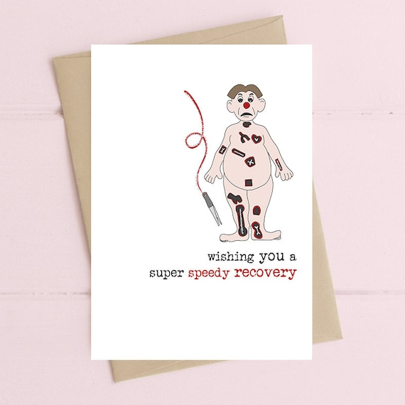 Funny Get Well Card (ww728) Speedy Recovery - Get Well Soon - Operation Recovery - Operation Game Card - Feel Better Card