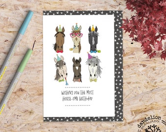 Tarjeta de cumpleaños divertida de caballo (FL520) Tarjeta ecuestre - Tarjeta para amantes de los caballos - Tarjeta con juegos de palabras sobre caballos - Tarjeta de cumpleaños de poni - Temática de caballos