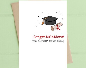 Graduation Congratulations Card (ww870) Card for Graduation - Grad Card - Card for Graduate - Graduate Card - Clever Card - Cap and Scroll