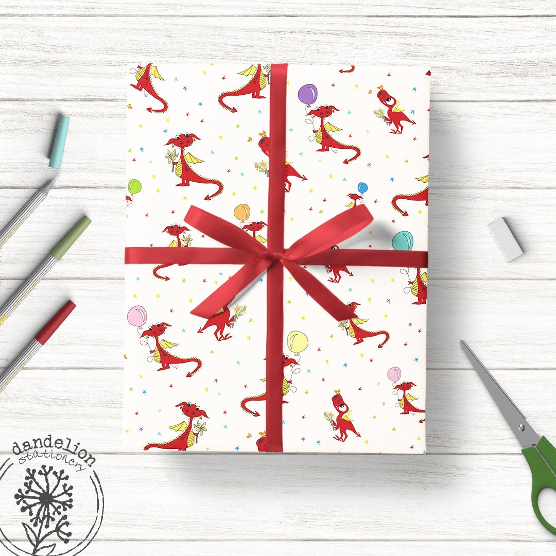 Welsh Dragon Gift Wrap Paper WR17 Dragon Wrapping Paper Etsy Australia