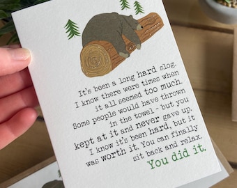 You Did It Card (ww556) Bear Congratulations Card - Well done - Congrats - Exams card - Well done card - Thinking of you