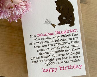 Embarrassing Daughter Birthday Card - Card for Daughter - Daughter Card - Sarcastic Daughter Card - Funny Daughter Card (ww568)