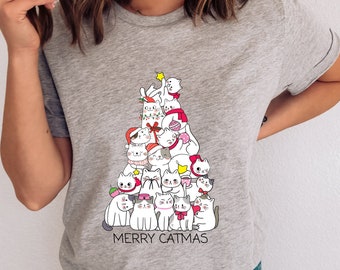 Merry Catmas Tree Shirt, Holiday Cat Lover Gift