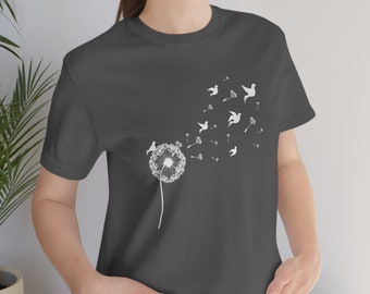 Windflower shirt, Dandelion seeds, Flower shirt, Plant shirt, Nature lover gift, Gift for mom, Best friend gift, Birds in nature shirt