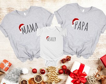Personalized Santa Hat Family Christmas Shirts