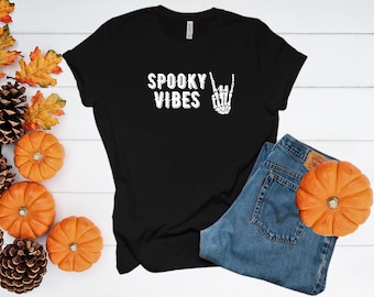 Spooky Vibes Skeleton Hand Halloween Shirt