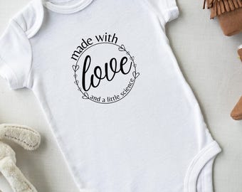 Made with Love and a Little Science Infant Bodysuit, IVF Baby Gift, Baby Shower Gift