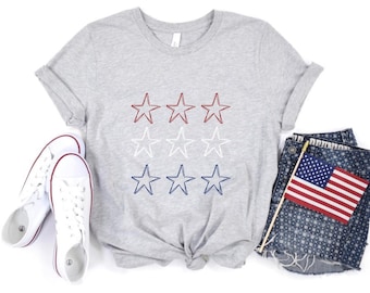 Red White Blue Stars Shirt, Patriotic 4th of July Tee
