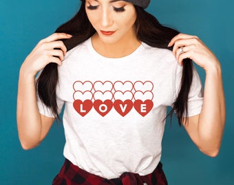 Heart Love Graphic Tee, Valentines Day Shirt, Women's Positive Shirt