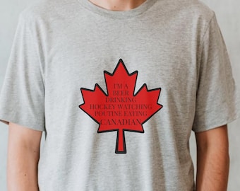 Canadian Hockey Beer Poutine T-Shirt, Canada Day Tee
