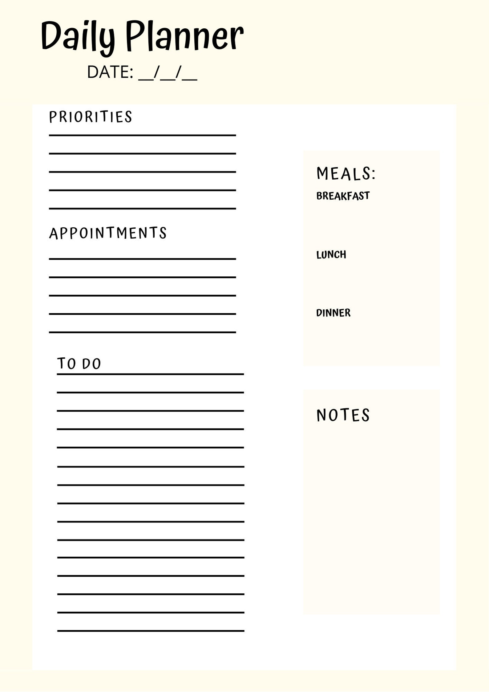 Printable A4 Daily Planner | Etsy