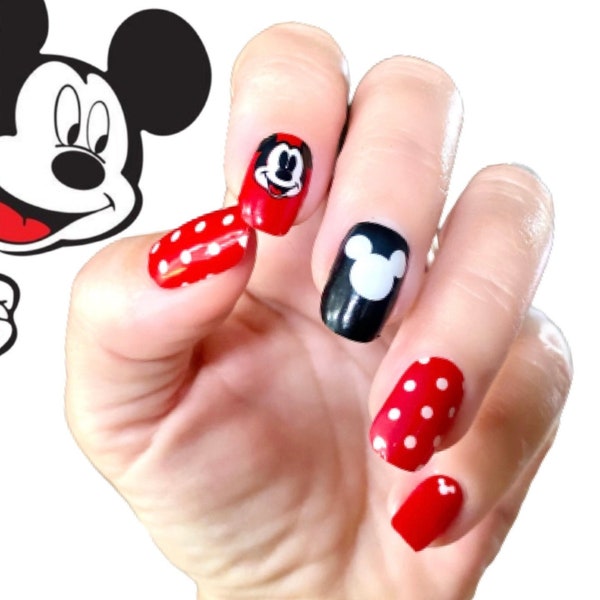 Disney Mickey, Minnie Design, ManiCURE  Real Nail Polish Strips, Dry Nail Polish, Nail Wraps, Stickers, Long Lasting, Non Toxic, S Formula