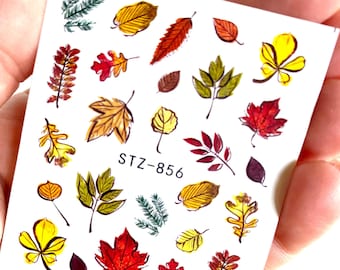 Fall Nail Art Stickers, Decals, Transfers, Wraps -Water Transfer Nail Art Fall Leaves, Thanksgiving, Cabin Vacation