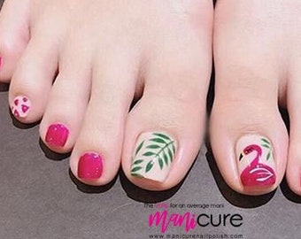 Palm Fran Flamingo Pink, PediCURE Echte Nagellackstreifen, Trockener Nagellack, Nagel Wraps, Aufkleber, Langlebig, Ungiftig