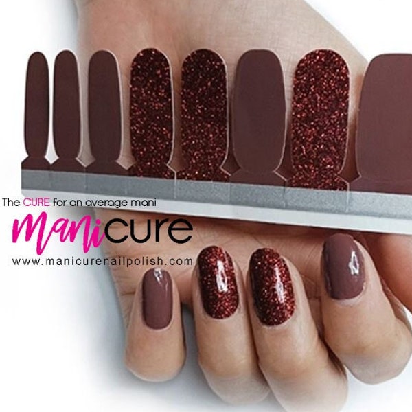 Fall in love Solid and Glitter Mixed Mani, ManiCURE  Real Nail Polish Strips, Dry Nail Polish, Nail Wraps, Stickers, Long Lasting, Non Toxic