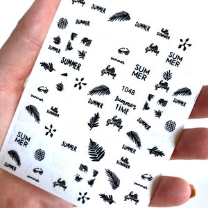 Summer Nail Art Stickers, Decals, Transfers, Wraps - Beach Vacation, Summer, Palm Trees and Flip Flops, Sunglasses Sticker, Nail Art