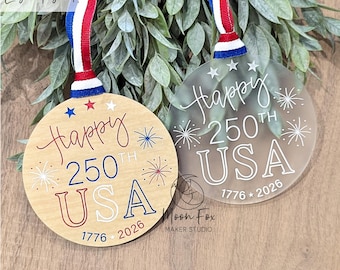 Pamiątkowa ozdoba z okazji 250. rocznicy USA w formacie SVG | Plik wycinany laserowo | Pobieranie cyfrowe