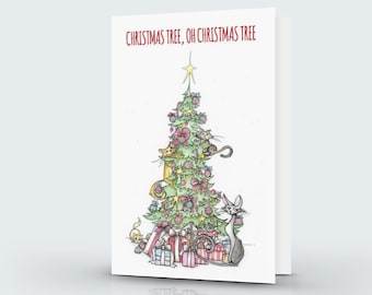 Oh Christmas Tree.. Cat humor greeting card