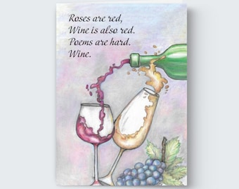 Roses are Red Wine Greeting Card - Funny Poem (Digital Download)