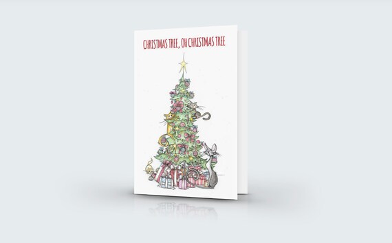 Oh Christmas Tree.. Cat humor greeting card