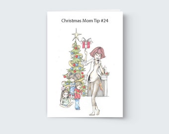 Funny Christmas Mom Tip Greeting Card – Fireplace Humor