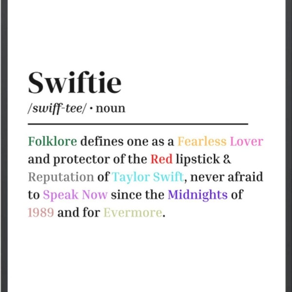 PRINTABLE Color Coded Swiftie Definition including ALL Album Titles