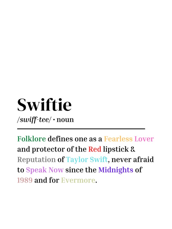 PRINTABLE Color Coded Swiftie Definition Including ALL Album Titles 