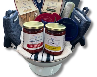 Deluxe Gift Basket Blue: 2 Artisan Flavored Pastas & 2 (15.5 oz.) Premium Sauces