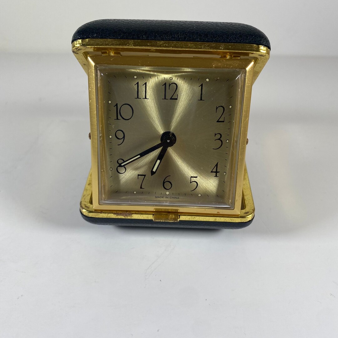 Vintage Black Folding Wind up Travel Alarm Clock Luminous Etsy UK