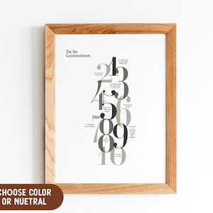 10 COMMANDMENTS • digital printable • minimalist masculine bible print • black and white scripture print
