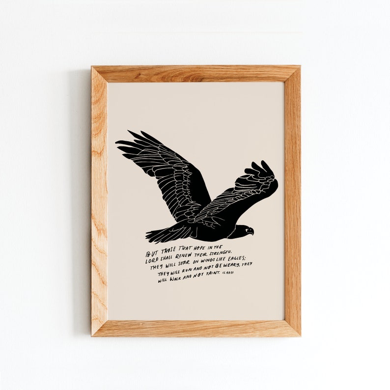 WINGS AS EAGLES • Scripture Digital Print • Christian Wall Art ...