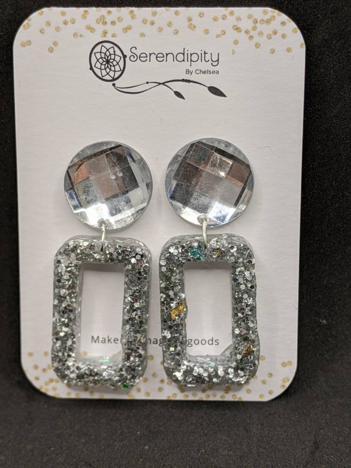 Handmade disco inspired glittery silver earrings | Etsy