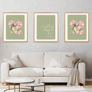 Vintage Spring Peonies Set of 3 Printable, Floral Poster, Spring Farmhouse Decor, DIGITAL DOWNLOAD, Quote Wall Art Poster, Floral Art