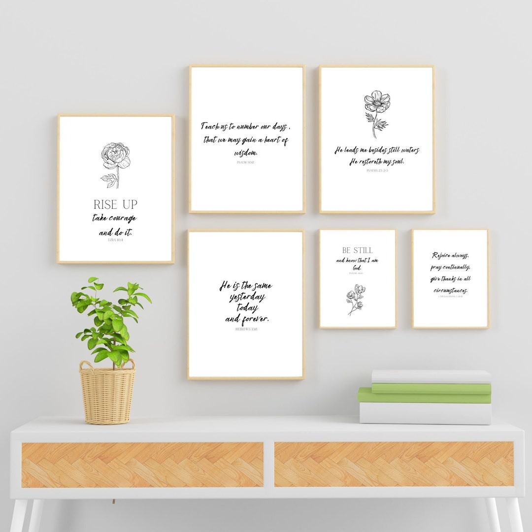 Bible Verse Printables Set of 6 | Scripture Wall Decor | Bible Verse ...