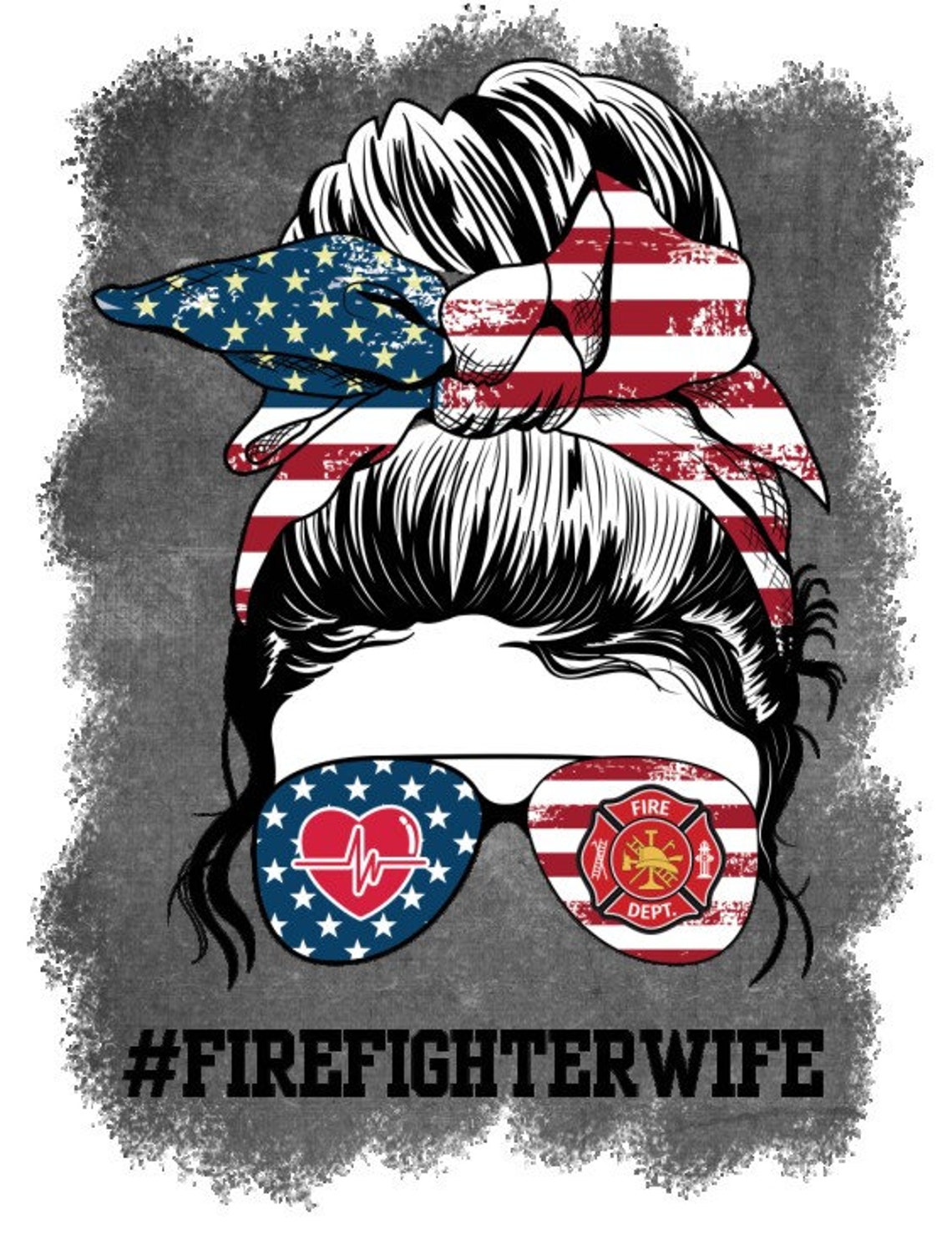 Messy Bun Firefighter Wife firefighterwife Back the brave | Etsy