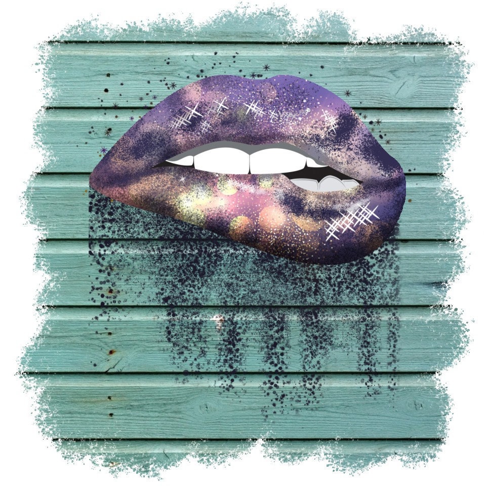 Download Light Purple Mist Dripping Glitter Lips Design Element Etsy