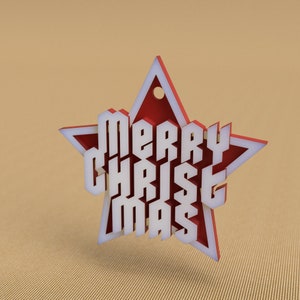 Christmas tree ornament Happy Christmas I (STL-file for 3D printing)