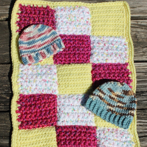 Crochet Baby Playmat Tummy Time Stroller Pad Patchwork Quilt