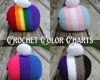 PATTERN: LGBTQ+ Pride Bee Crochet Color Charts Pride Flag Crochet Pattern