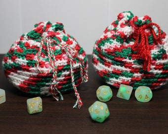 Crochet Dice Bag DND Drawstring Pouch Christmas Trinket Bag