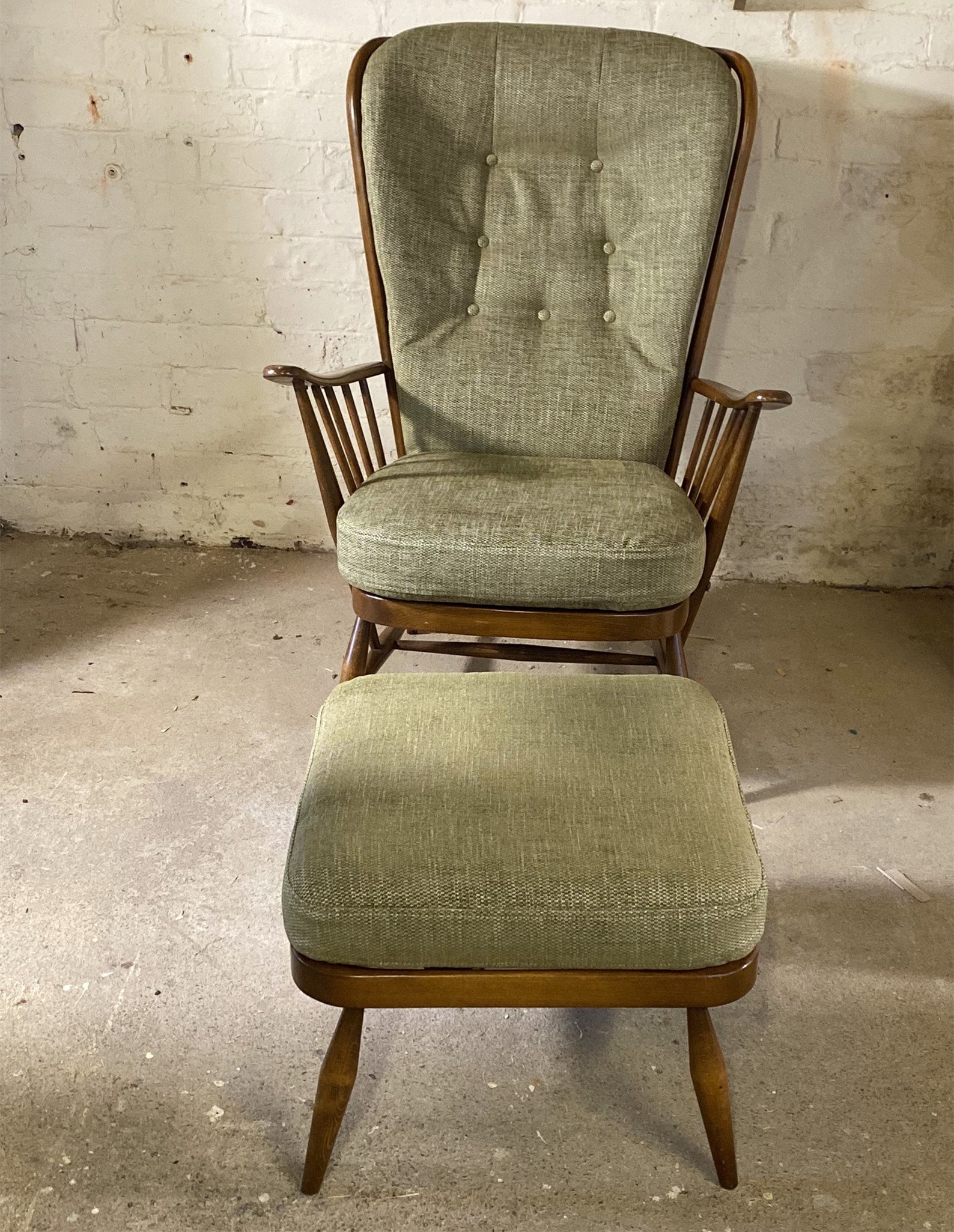 Ercol Evergreen 1913 High Back Chair With Footstool Etsy UK
