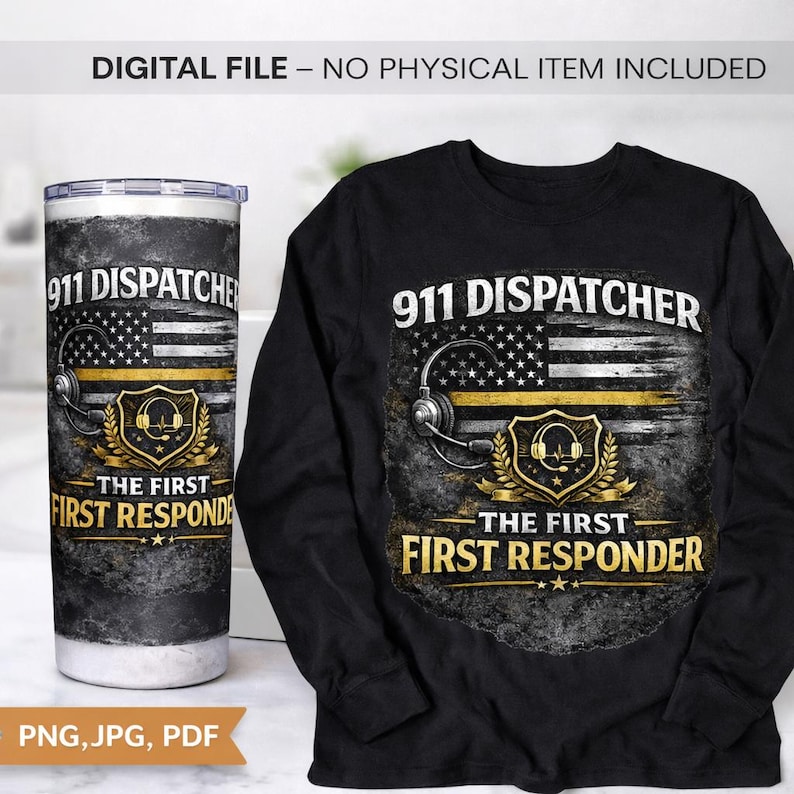 911 Dispatcher PNG | First Responder Thin Gold Line Design Gift ...