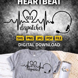 Auriculares de corazón para despachador del 911 SVG – Diseño de agradecimiento (descarga digital)