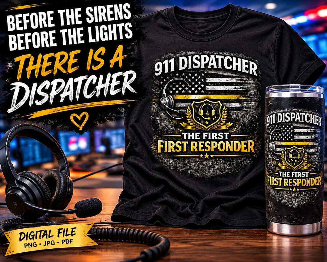 911 Dispatcher PNG | First Responder Thin Gold Line Design Gift ...
