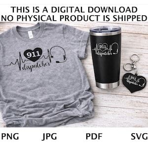 Auriculares de operador del 911 con diseño de corazón - SVG PNG JPG (Descarga digital)