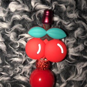 Bubble Gum Bead with focal cherry&#39;s Writing Pen